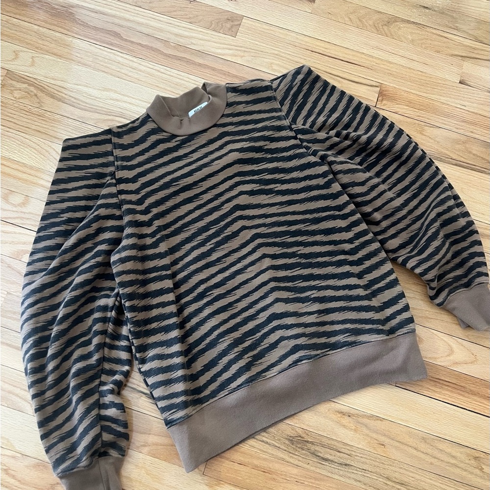 Agolde Brown and Black Striped Turtleneck Sweater